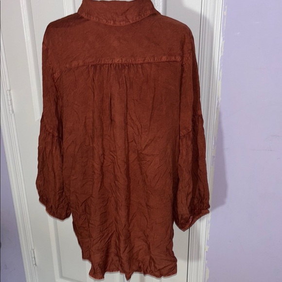 Caffè Marrakesh CMC&R Rust Button-Up Shirt embroidered fall leaves - Picture 5 of 7